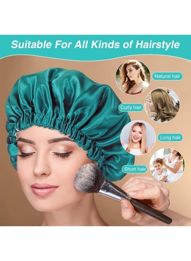 ChicAbode كاب النوم مزدوج الجانب الساتين - كاب قابل للتعديل مع الفرقة المرنة ، كاب الشعر الماء مزدوج الطبقة الحريرية للنساء البنات ، 2 جهاز كمبيوتر شخصي - Image 2